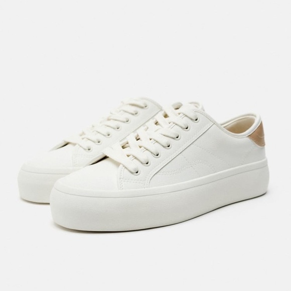 NWT. Zara White Athletic Platform Casual Sneakers. Size 11. - Picture 5 of 9